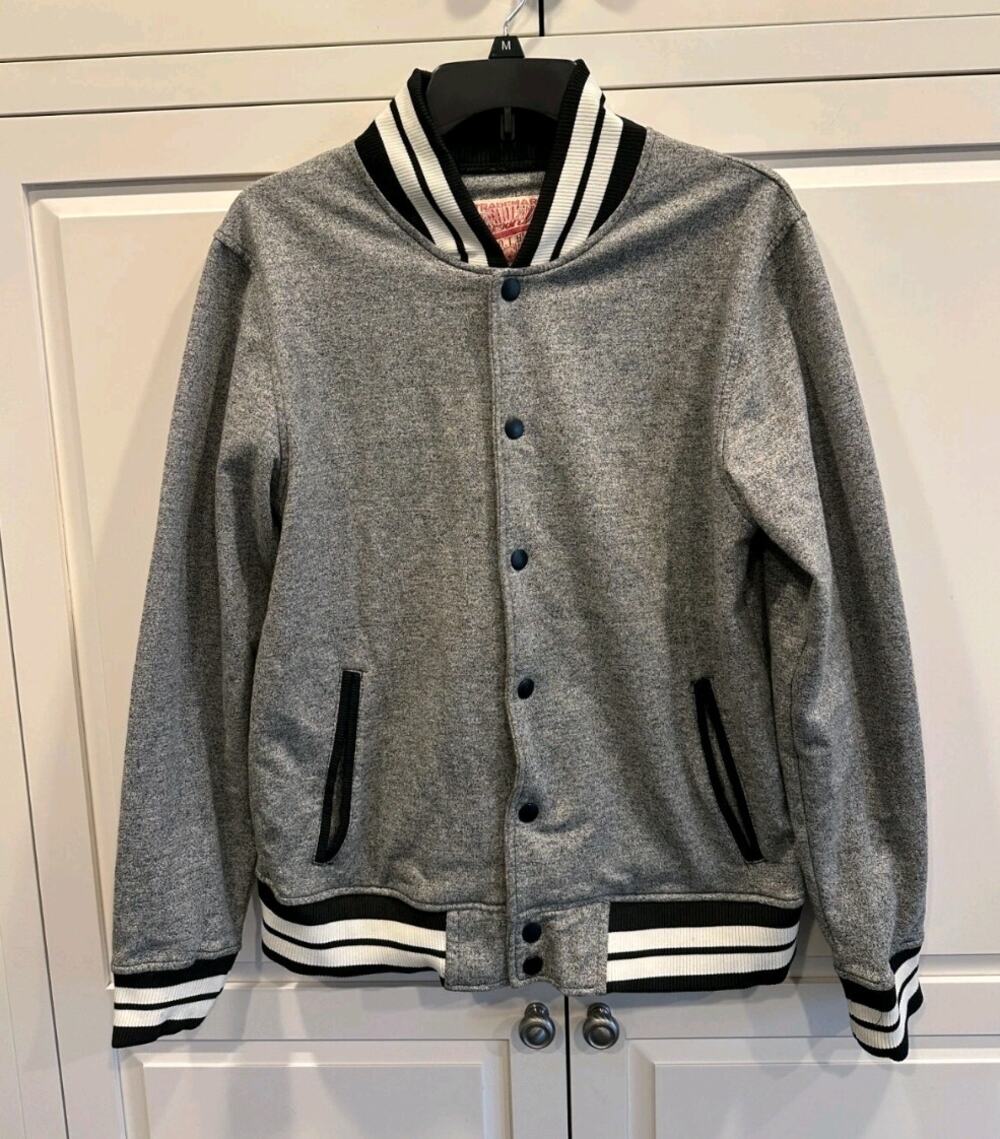 Brooklyn Cloth Vintage Trademark Baseball Jacket  Varsity Snap Striped Bomber XL
